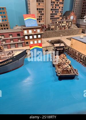 Model of Halifax harbour at the Maritime Museum of the Atlantic at the waterfront boardwalk in Halifax, Nova Scotia, Canada Stock Photo