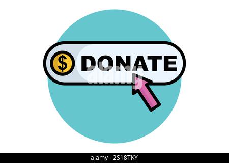 Donate button icon. colored outline icon style. icon related to charity. donation elements vector illustration Stock Vector