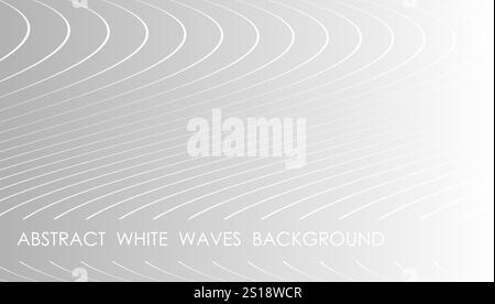Horizontal white curved lines abstract background with steel gradient back, cover, site presentation in HD format. UI template layout for web design o Stock Vector