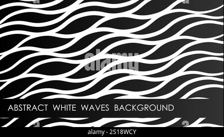 Horizontal black gradient abstract background with white waves, cover, site presentation in HD format. UI template layout for web design of internet p Stock Vector
