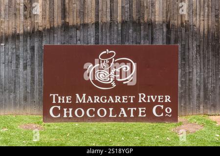 The Margaret River Chocolate Company sign outside their factory and shop, Metricup, Western Australia Stock Photo