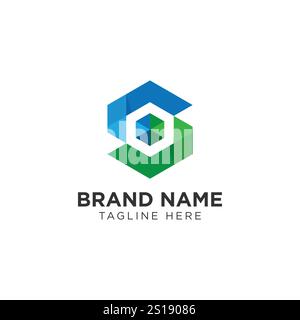 Modern creative letter S logotype. Abstract hexagon logo. Creative dynamic round logotype. Connection symbol. Stock Vector