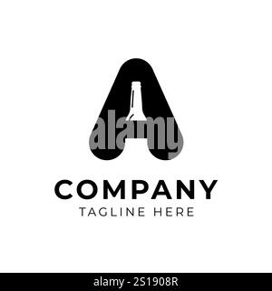 Letter A with bottle logo combination design vector Stock Vector