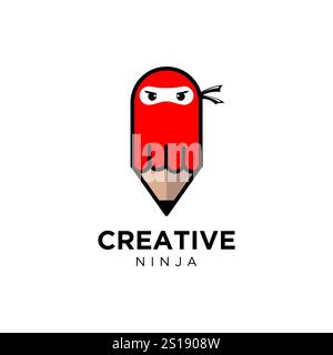 creative ninja pencil logo design vector Stock Vector