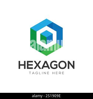 Abstract Cube Hexagon Logo Design Vector Illustration Stock Vector