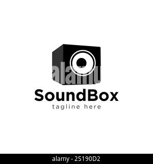 sound box logo design unique negative space Stock Vector