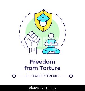 Torture freedom multi color concept icon Stock Vector