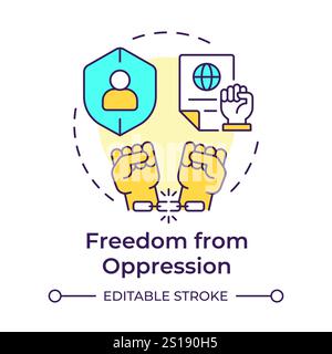 Oppression freedom multi color concept icon Stock Vector