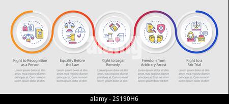 Law rights protection infographics circles sequence Stock Vector