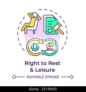 Right to rest and leisure multi color concept icon Stock Vector
