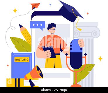 rhetoric speech and debate school education vector Stock Vector Image ...