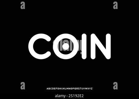 Modern rounded sans serif alphabet display font vector. Coin typeface Stock Vector
