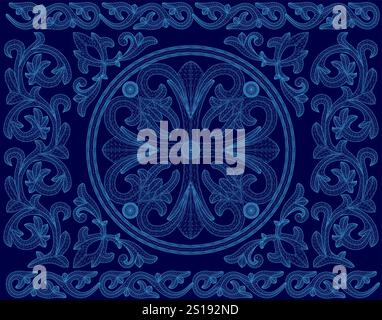 Blue design with a blue circle in the center. The circle is surrounded by a blue border Stock Vector
