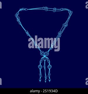 Blue necklace with a pendant. The necklace is made of beads and has a pendant Stock Vector