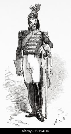 The Noble Guard was one of the domestic guard units in the service of the Pope and was part of the army in Vatican City. It was formed by Pope Pius VII in 1801 as a heavy cavalry regiment and abolished in 1970 by Pope Paul VI after Vatican II. Vatican. Rome. Italy, drawing by Alphonse de Neuville (1835-1885) Holy Week in Rome, 1863 by Ludovic Celler (1828-1909) Le Tour du Monde 1867 Stock Photo