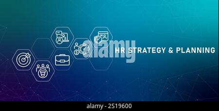 HR strategy and planning human resource gradient header corporate strategic plan in corporate career talent management Stock Vector