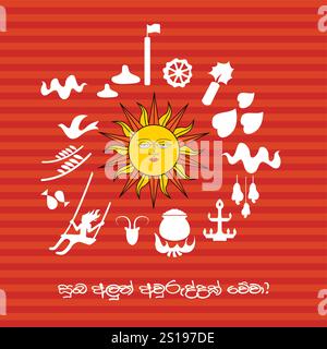 Sinhala and Tamil Happy New Year. Sri Lanka new year. Sinhala Avurudu. Stock Vector