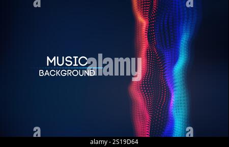 Music wave background with blue and pink tones. Equalizer for music, showing sound waves with music waves, music background equalizer vector concept. Stock Vector