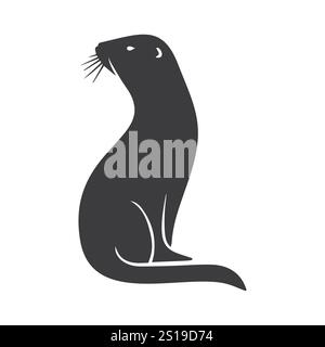 Black silhouette vector illustration of an otter Stock Vector