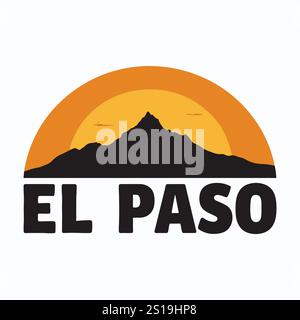 Franklin Mountains Behind El Paso Skyline Stock Vector