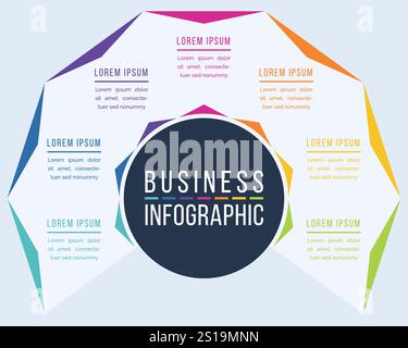 7 Steps business Infographic design 7 steps, objects, elements or options infographic business template Stock Vector
