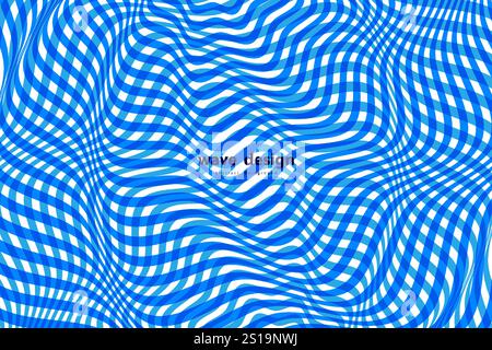 Blue Optical illusions. Abstract striped waves background. vector illustration Stock Vector