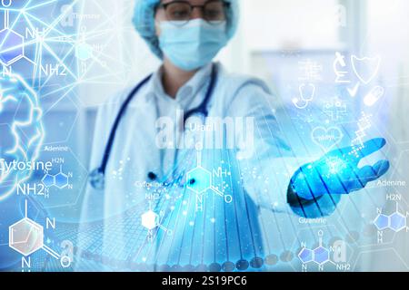 Medical technology. Doctor in clinic. Different digital healthcare elements Stock Photo