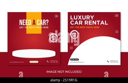 Rent car social media banner template Stock Vector