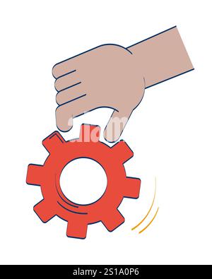 Hand holding gear with motion lines doodle outline illustration Stock ...
