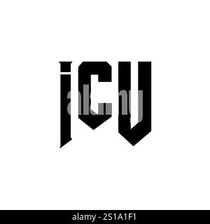 ICU letter logo design for technology company. ICU logo design black and white color combination. ICU logo, ICU vector, ICU design, ICU icon, ICU alph Stock Vector