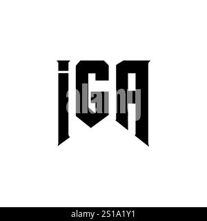IGA letter logo design for technology company. IGA logo design black and white color combination. IGA logo, IGA vector, IGA design, IGA icon, IGA alph Stock Vector