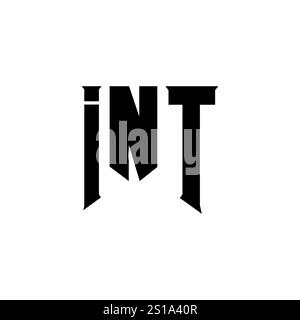 INT letter logo design for technology company. INT logo design black and white color combination. INT logo, INT vector, INT design, INT icon, INT alph Stock Vector