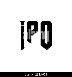 IPO letter logo design for technology company. IPO logo design black and white color combination. IPO logo, IPO vector, IPO design, IPO icon, IPO alph Stock Vector