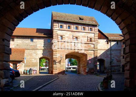 Germany, Bavaria, Franconia, Nuremberg, Old town, City gate Neutor Stock Photo