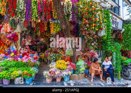 Vietnam, Hanoi, district of Hoan Kiem, old district or district of 36 corporations, artificial flowers store Stock Photo