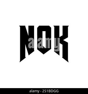 NOK letter logo design for technology company. NOK logo design black ...