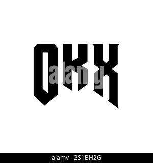 OKX letter logo design for technology company. OKX logo design black and white color combination. OKX logo, OKX vector, OKX design, OKX icon, OKX alph Stock Vector
