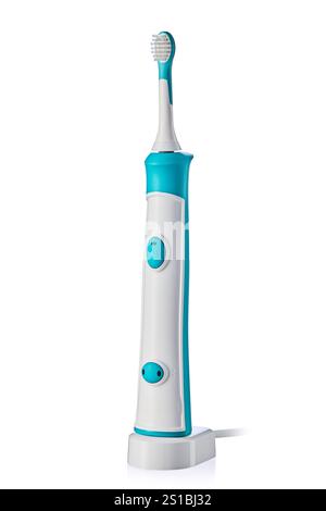 Modern electric toothbrush for brighter, healthier teeth, oral cleaning tooth brush isolated on white background Stock Photo