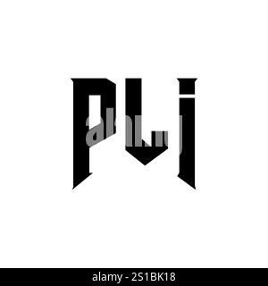 PLI letter logo design for technology company. PLI logo design black and white color combination. PLI logo, PLI vector, PLI design, PLI icon, PLI alph Stock Vector