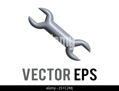 The isolated 3D metal wrench, spanner icon, commonly used for various content concerning tools, building, maintenance Stock Vector