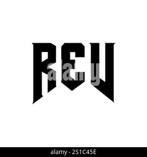 REV letter logo design for technology company. REV logo design black and white color combination. REV logo, REV vector, REV design, REV icon, REV alph Stock Vector
