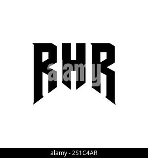 RHR letter logo design for technology company. RHR logo design black and white color combination. RHR logo, RHR vector, RHR design, RHR icon, RHR alph Stock Vector