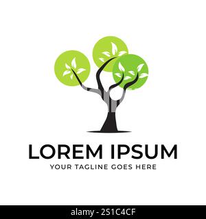 Simple Unique Tree Logo with Green Leaves Tree of Life Illustration Suitable for environmental companies Stock Vector