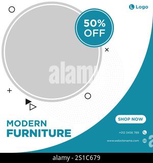 Furniture sale for social media post and web banner template, Editable social media post template, furniture sale promotion social media banner templa Stock Vector