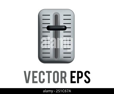 The isolated 3D isolated black level slider controller grey sound, audio and music mixing console icon with scale markings Stock Vector