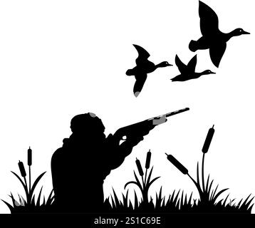 Premium Duck Hunting Digital EPS Vector File | High-Quality Hunting Graphics for Outdoor Enthusiasts & Design Projects Stock Vector