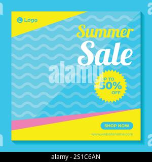summer sale social media post promotion banner templates for fashion business marketing Stock Vector