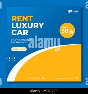 Rent car for social media banner template Stock Vector