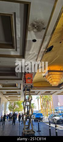 Las Vegas NV: The aftermath of the Tesla CyberTruck explosion at Trump