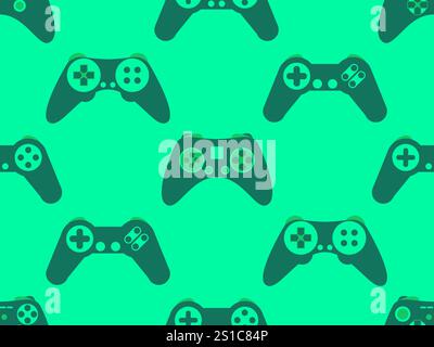 Joystick seamless pattern. Game controller for video games. Gamepad for retro game console in 80s - 90s style. Design for wallpapers, wrappers, covers Stock Vector